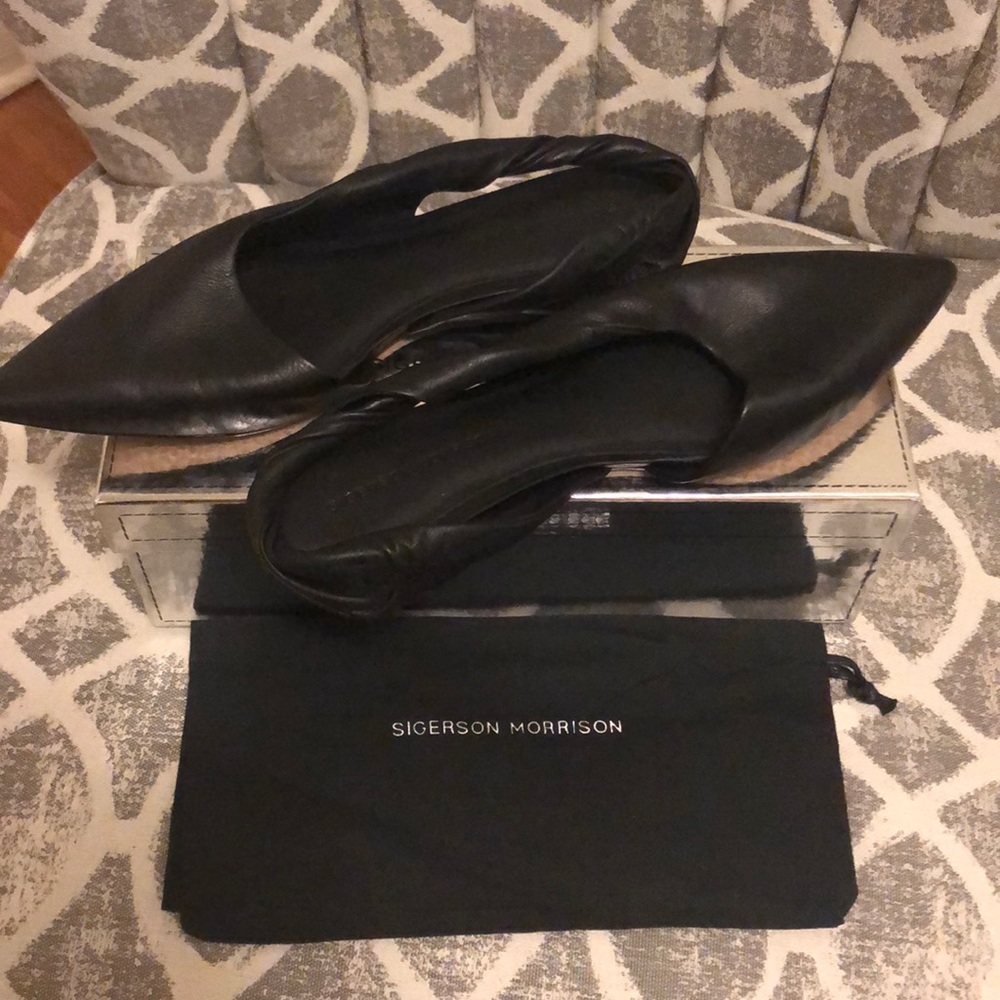 Sham Leather Slingback Flats